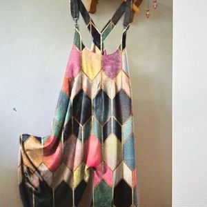 Geometric, Sleeveless Jumpsuit.  Cotton-Blend with a crew neck